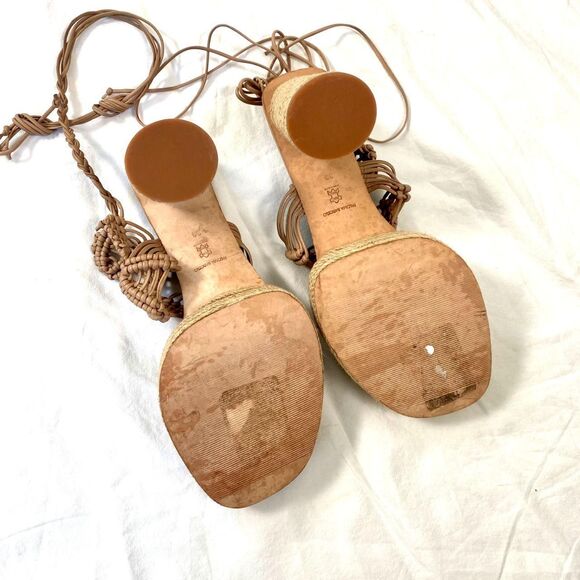 Paloma Barcelo Lace Up Platform Designer Maigo Espadrille Sandal Sand Tan US 8.5 - Picture 6 of 8